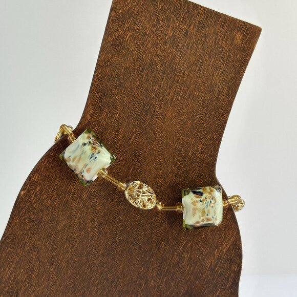 Murano Style Art Glass Bracelet 7.5" - Picture 3 of 7